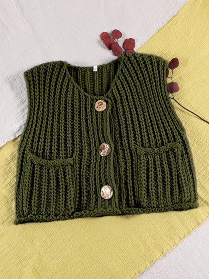 Sleeveless Knitted Vest Chic Clothes Solid Color Casual Women'S Tank Top Women