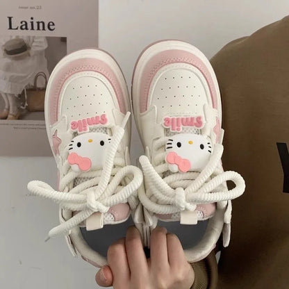 New Korean Shoes Kawaii Pink Platform Sneakers Women Vintage Vulcanize Spring