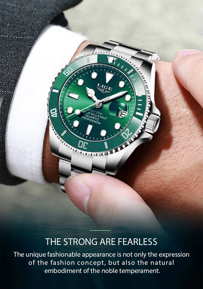 LIGE Top Brand Luxury Fashion Diver Watch Men 30ATM Waterproof Date Clock