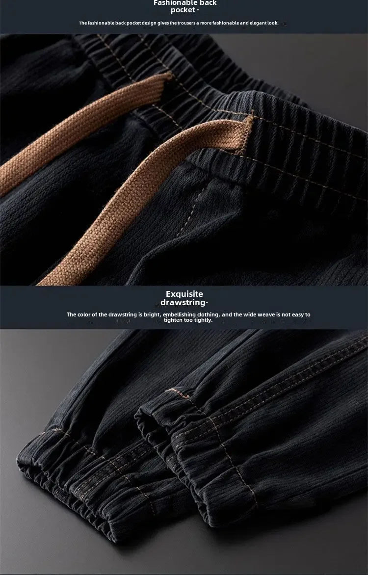 Thickened Fleece-lined Men's Winter Pants New Style Casual Loose Fit Trendy