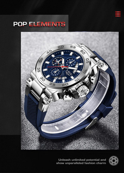 LIGE Sports Man Wristwatch Waterproof Luminous Date Quartz Men Watch Big Dial