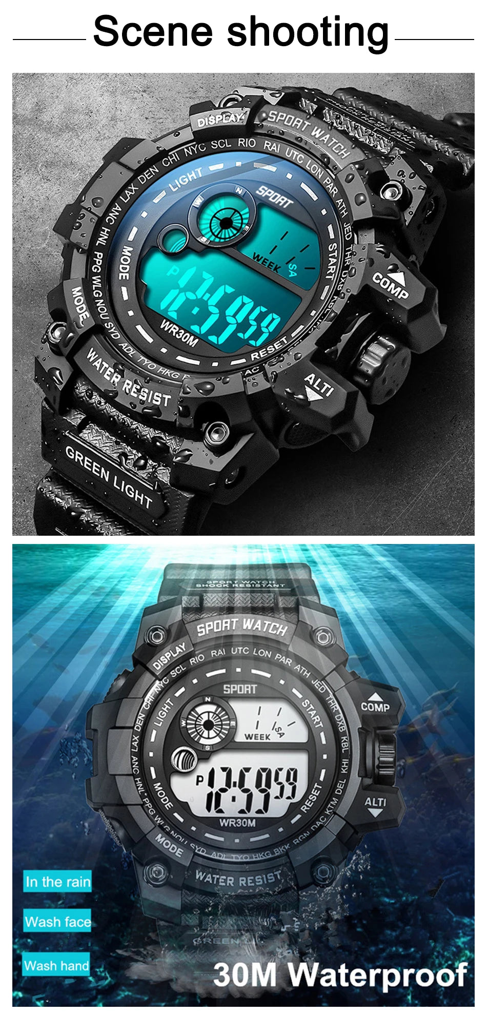 New Men LED Digital Watches Luminous Fashion Sport Waterproof Watches For Man