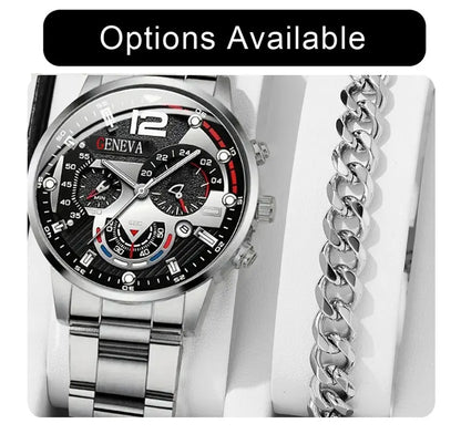 New Hot Watches Fashion Men Stainless Steel Watch Luxury Calendar Quartz