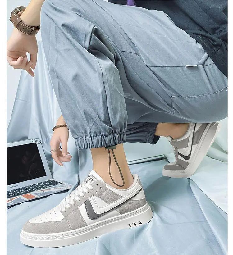 2024 Spring/Summer New Men's Fashion Casual Board Shoes Color Blocking Lace Up