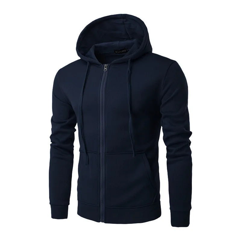 Autumn Men Sweatshirts Long Sleeve Jacket Hoodie Zipper Closure Jacket Male