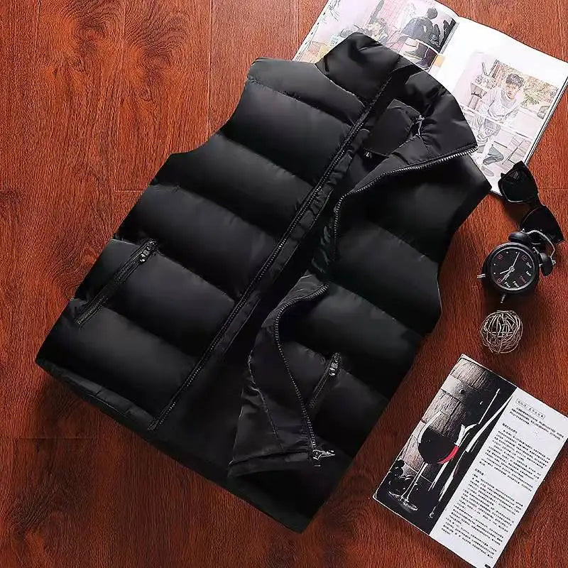 Mens Vest Jacket Warm Sleeveless Jackets Winter Waterproof Zipper Coat Autumn