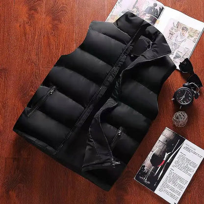 Mens Vest Jacket Warm Sleeveless Jackets Winter Waterproof Zipper Coat Autumn