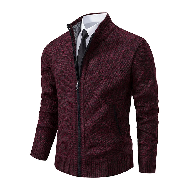 Autumn And Winter New Jersey Men's Casual Sports Coat Solid Color Stand Collar
