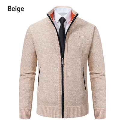 Autumn And Winter New Jersey Men's Casual Sports Coat Solid Color Stand Collar