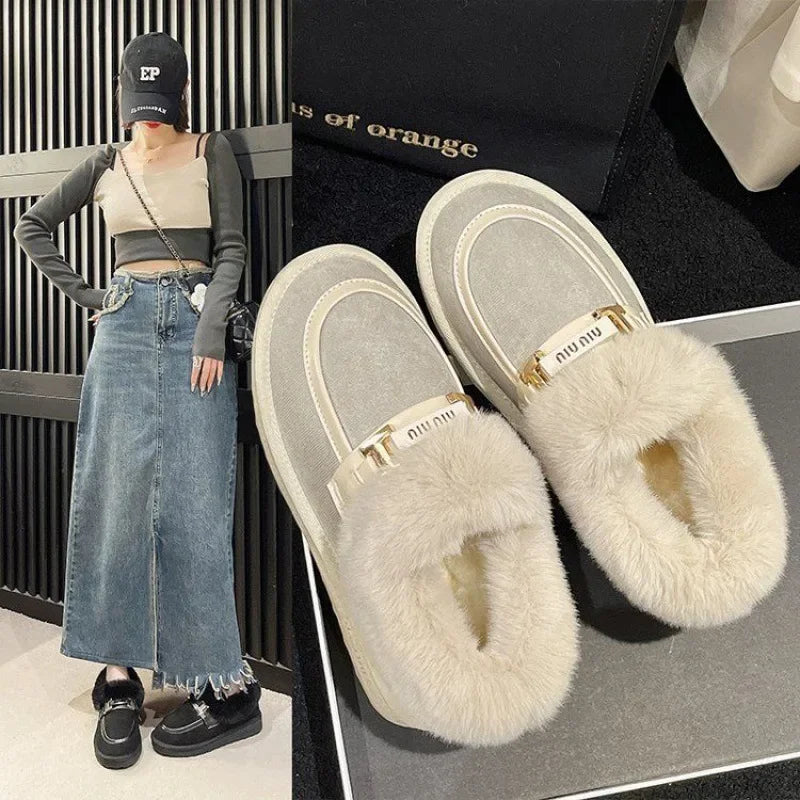 Thickened Fleece-lined Women's Outerwear Snow Boots Anti-slip Warm Cotton Shoes