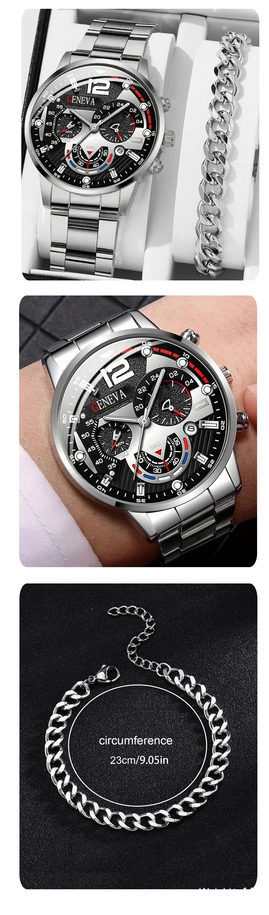 New Hot Watches Fashion Men Stainless Steel Watch Luxury Calendar Quartz