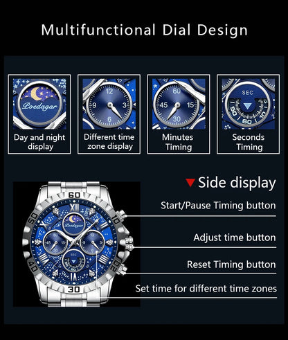 POEDAGAR Luxury Watch for Man Quartz Sports Men Watch Waterproof Luminous