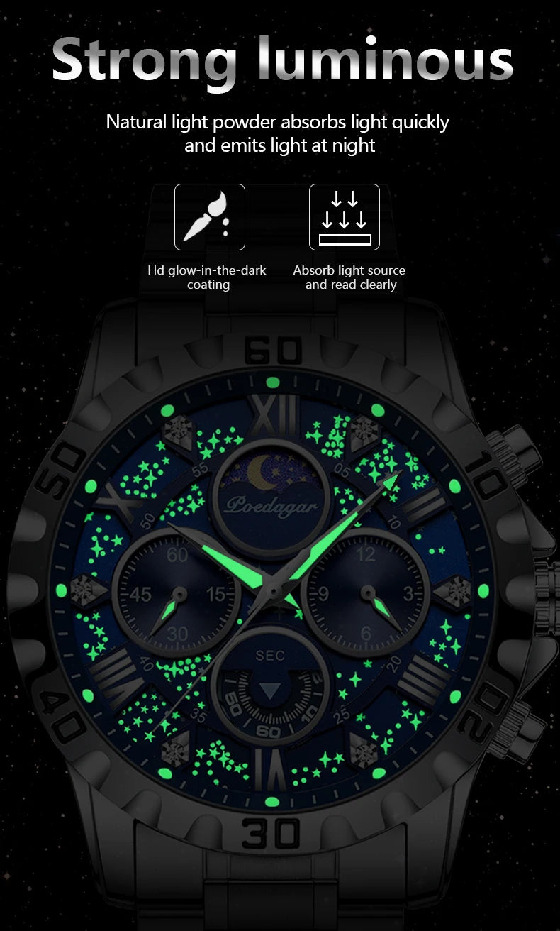POEDAGAR Luxury Watch for Man Quartz Sports Men Watch Waterproof Luminous