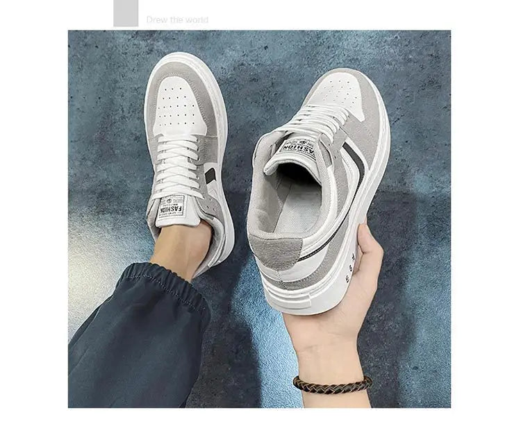 2024 Spring/Summer New Men's Fashion Casual Board Shoes Color Blocking Lace Up