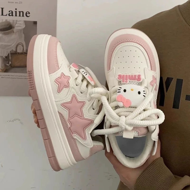 New Korean Shoes Kawaii Pink Platform Sneakers Women Vintage Vulcanize Spring
