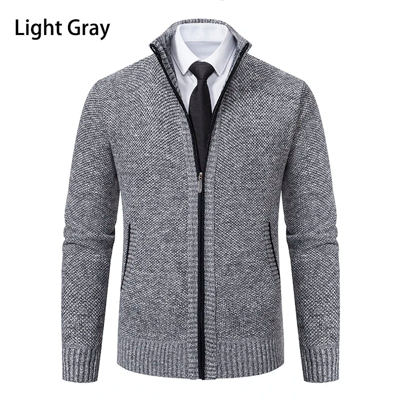 Autumn And Winter New Jersey Men's Casual Sports Coat Solid Color Stand Collar
