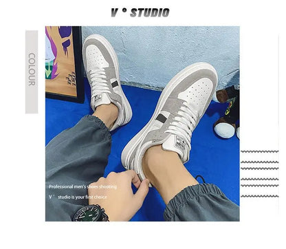 2024 Spring/Summer New Men's Fashion Casual Board Shoes Color Blocking Lace Up