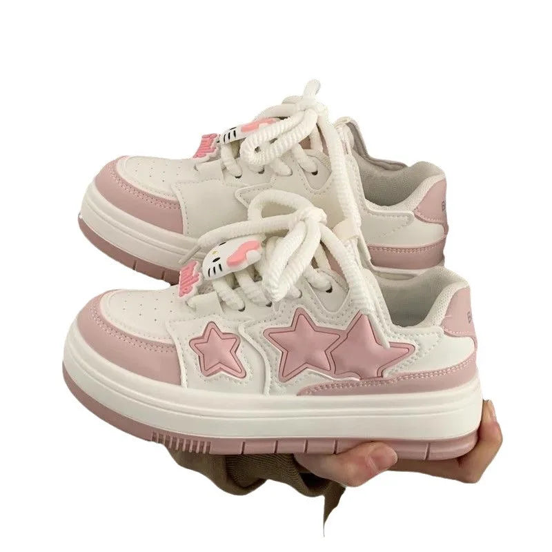 New Korean Shoes Kawaii Pink Platform Sneakers Women Vintage Vulcanize Spring