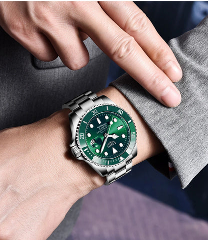 LIGE Top Brand Luxury Fashion Diver Watch Men 30ATM Waterproof Date Clock