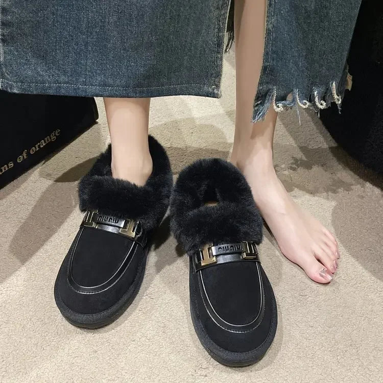 Thickened Fleece-lined Women's Outerwear Snow Boots Anti-slip Warm Cotton Shoes