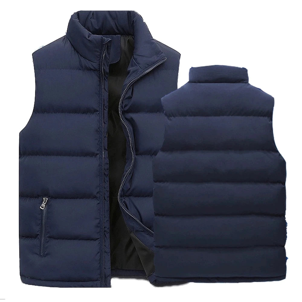Mens Vest Jacket Warm Sleeveless Jackets Winter Waterproof Zipper Coat Autumn