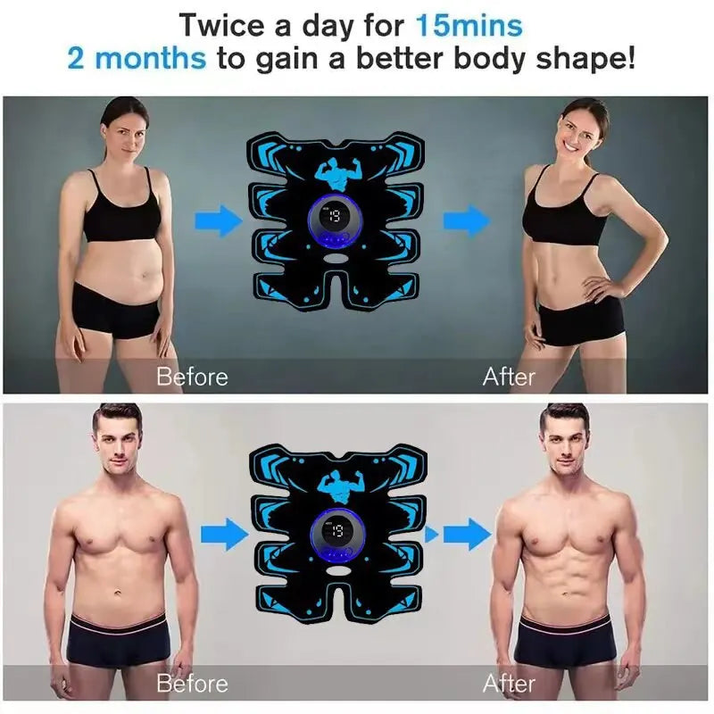 USB Rechargable EMS Muscle Stimulator ABS Arm 3 IN 1 Trainer Pad Wireless Smart