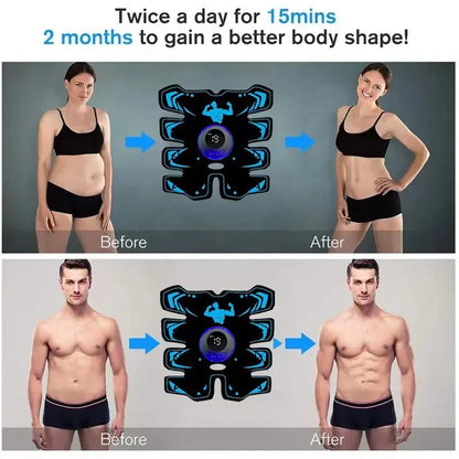 USB Rechargable EMS Muscle Stimulator ABS Arm 3 IN 1 Trainer Pad Wireless Smart
