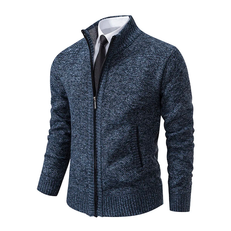 Autumn And Winter New Jersey Men's Casual Sports Coat Solid Color Stand Collar