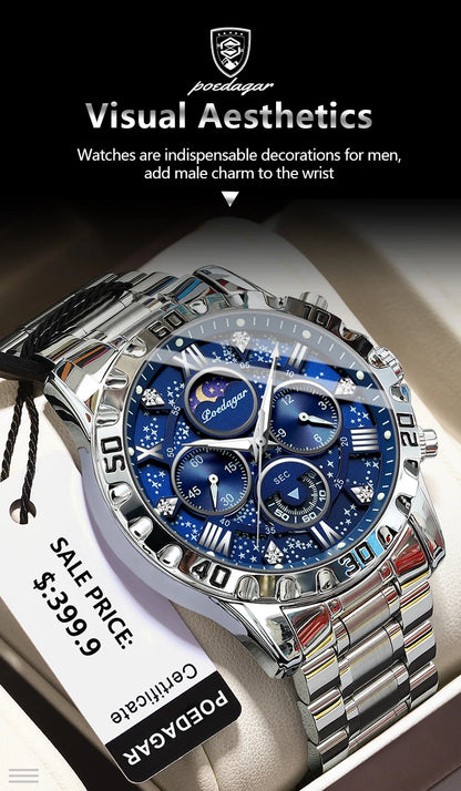 POEDAGAR Luxury Watch for Man Quartz Sports Men Watch Waterproof Luminous
