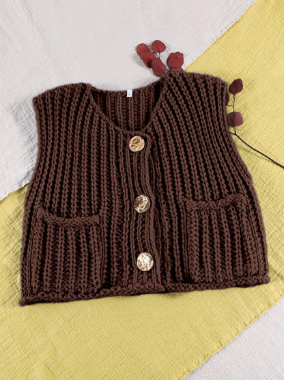Sleeveless Knitted Vest Chic Clothes Solid Color Casual Women'S Tank Top Women