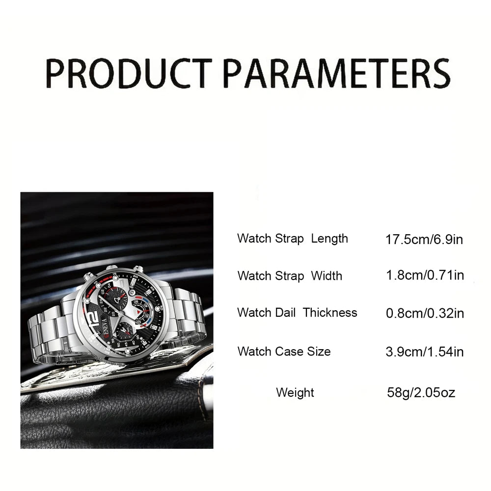 New Hot Watches Fashion Men Stainless Steel Watch Luxury Calendar Quartz