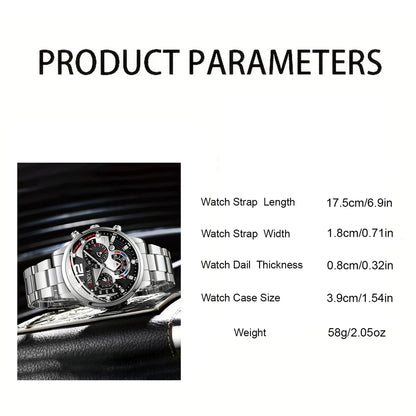 New Hot Watches Fashion Men Stainless Steel Watch Luxury Calendar Quartz