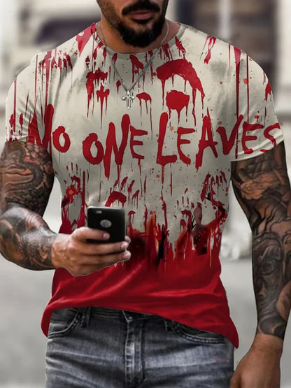 Summer men's T-shirts fun horror clothing tops 3D printed blood print T-shirts