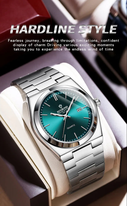 UTHAI Men Watch Light Luxury Brand Stainless Steel Double Calendar Waterproof Male