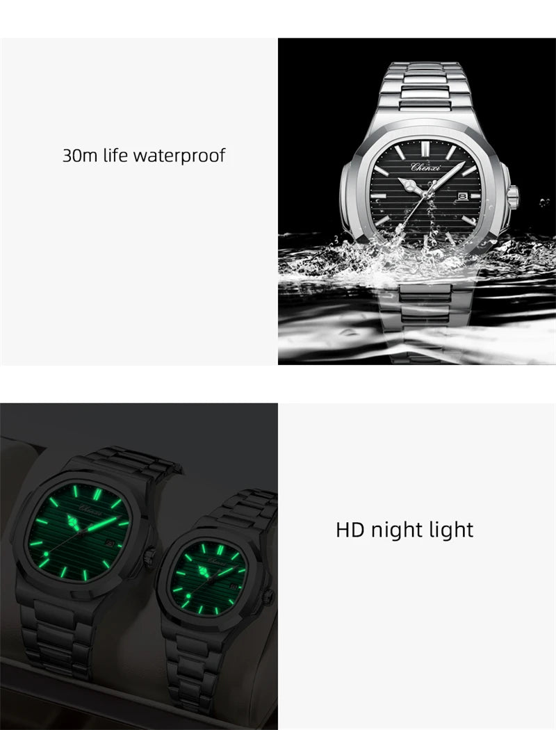 CHENXI 8222 Men's Quartz Watch Luxury Stainless Steel Wristwatch Waterproof