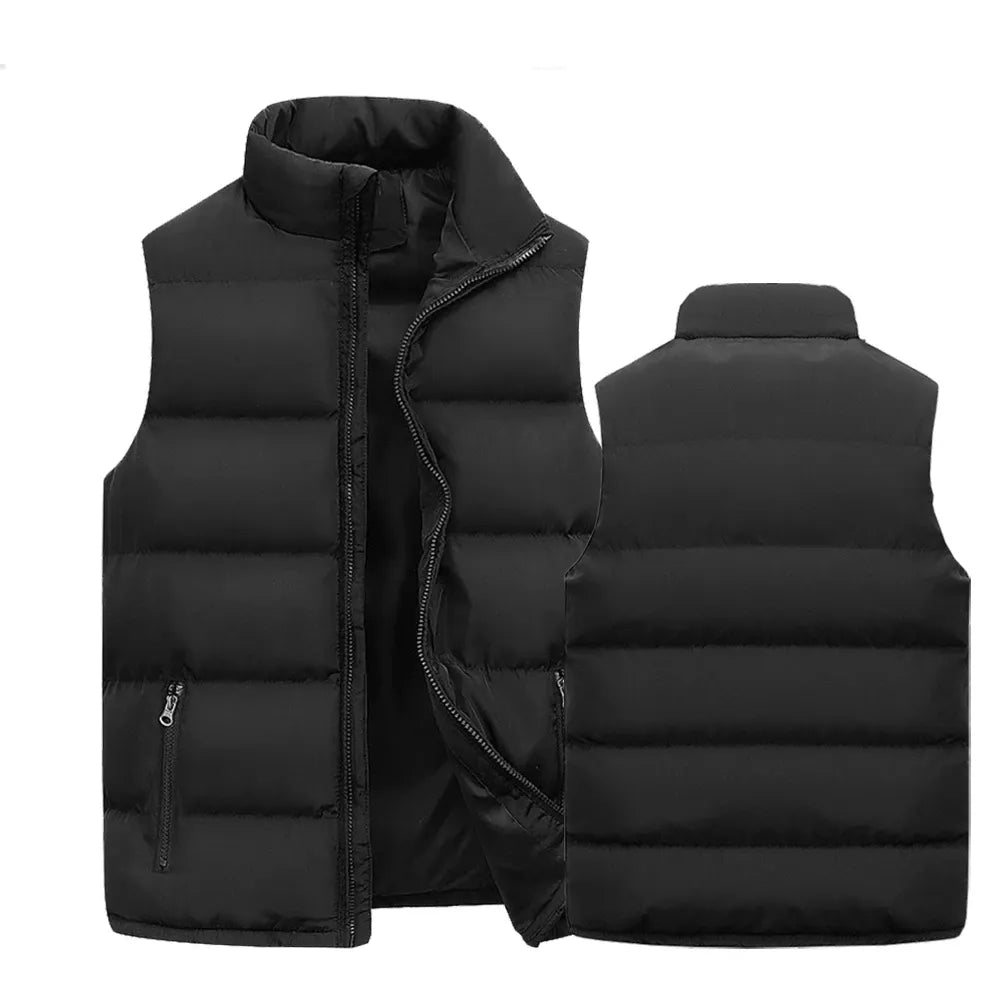 Mens Vest Jacket Warm Sleeveless Jackets Winter Waterproof Zipper Coat Autumn