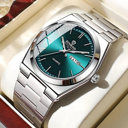 UTHAI Men Watch Light Luxury Brand Stainless Steel Double Calendar Waterproof Male