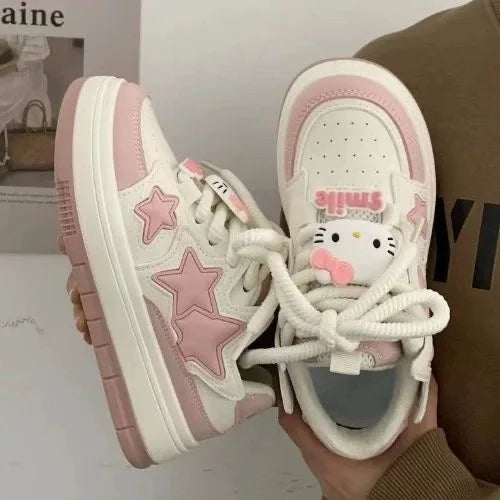New Korean Shoes Kawaii Pink Platform Sneakers Women Vintage Vulcanize Spring