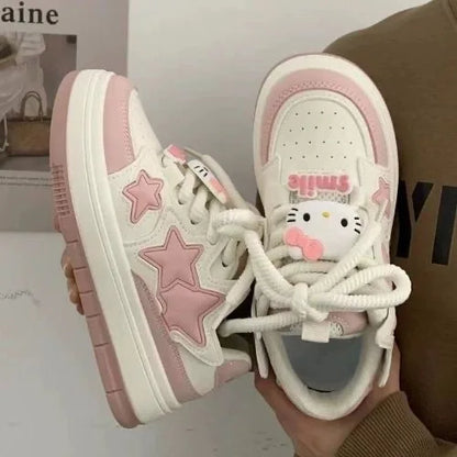 New Korean Shoes Kawaii Pink Platform Sneakers Women Vintage Vulcanize Spring