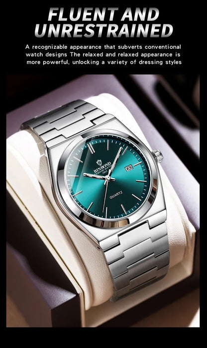 UTHAI Men Watch Light Luxury Brand Stainless Steel Double Calendar Waterproof Male