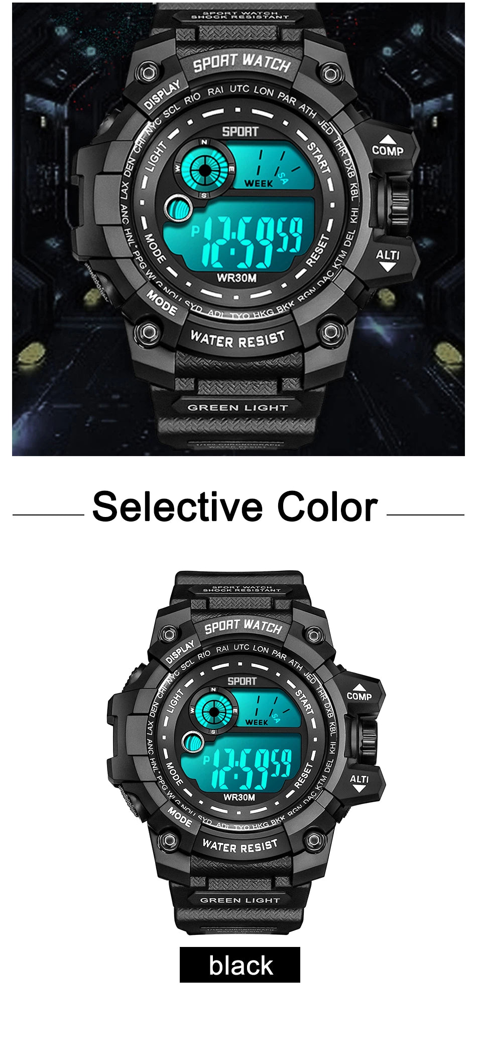 New Men LED Digital Watches Luminous Fashion Sport Waterproof Watches For Man