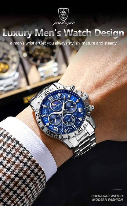 POEDAGAR Luxury Watch for Man Quartz Sports Men Watch Waterproof Luminous