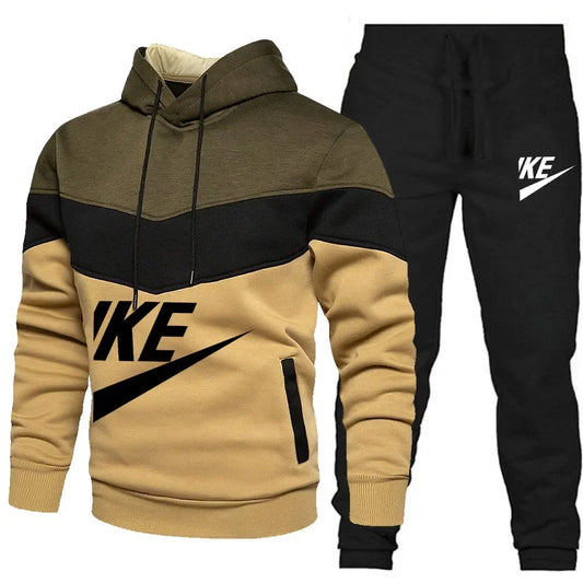 2024 New Men's Autumn Winter Sets Zipper Hoodie+Pants Pieces Casual Tracksuit