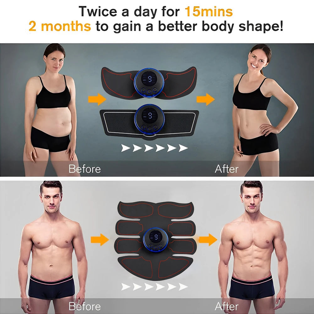 Electric Muscle Stimulator EMS Abdominal Fitness Stickers Rechargeable Body Slim