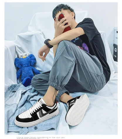 2024 Spring/Summer New Men's Fashion Casual Board Shoes Color Blocking Lace Up