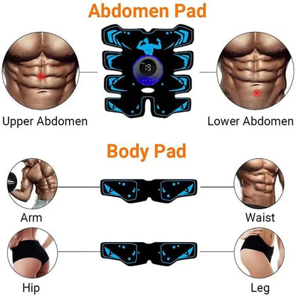 USB Rechargable EMS Muscle Stimulator ABS Arm 3 IN 1 Trainer Pad Wireless Smart