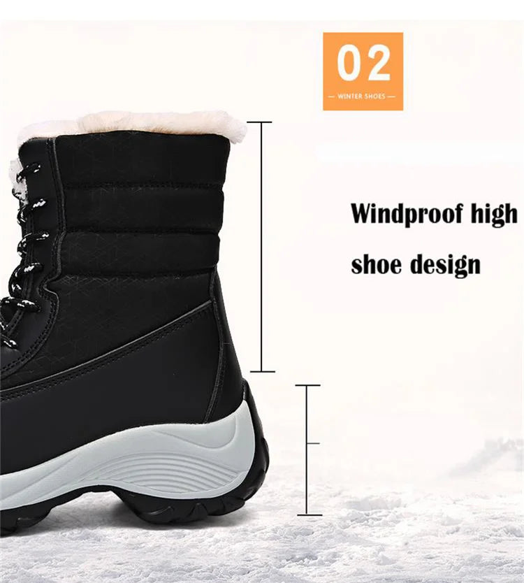 Winter Shoes Waterproof Boots Women Snow Boots Plush Warm Ankle Boots For Women