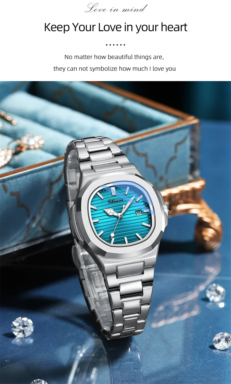 CHENXI 8222 Men's Quartz Watch Luxury Stainless Steel Wristwatch Waterproof