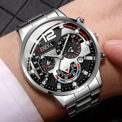 New Hot Watches Fashion Men Stainless Steel Watch Luxury Calendar Quartz