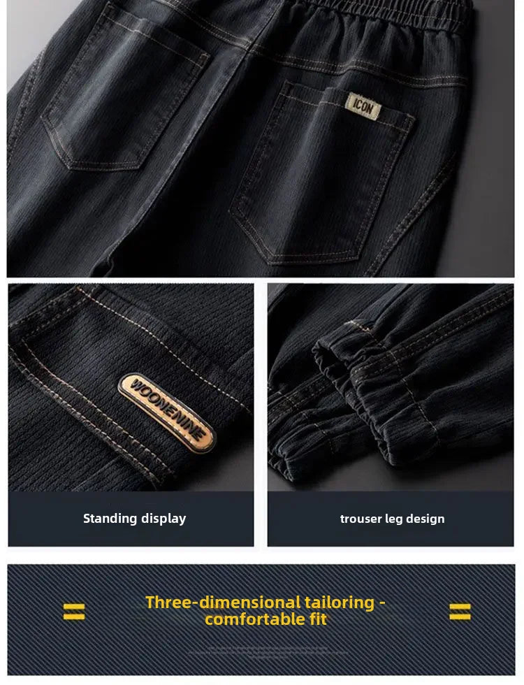 Thickened Fleece-lined Men's Winter Pants New Style Casual Loose Fit Trendy